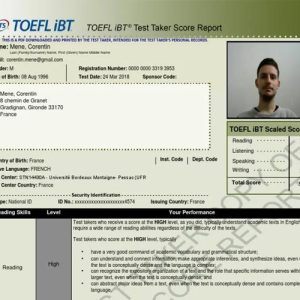 TOEFL Certificate