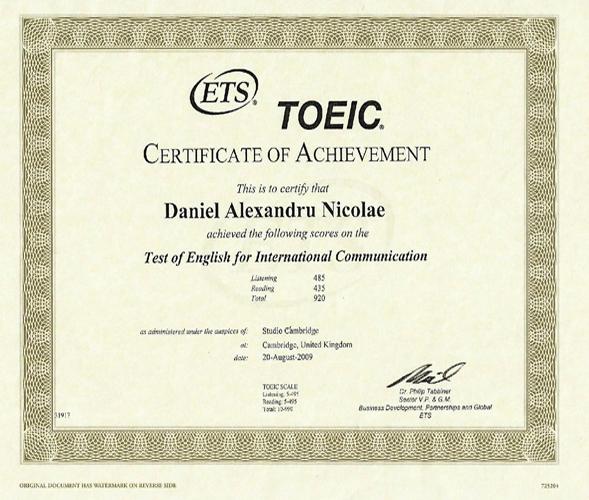 toeic-certificate.jpg TOEIC Certificate - Image 1